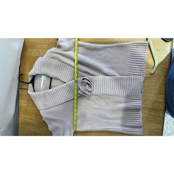 R Womens Chunky Knit V Neck Single Button Cardigan Sweater Mauve Pink Size 14-16 - Picture 10 of 12